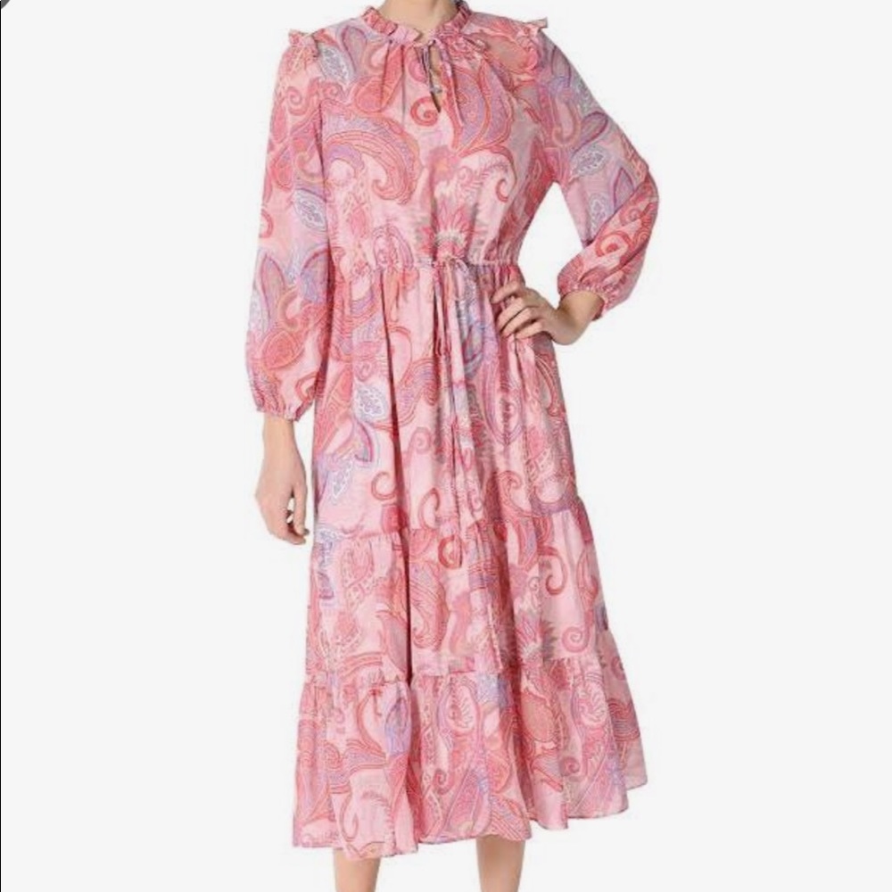 Julia Jordan Long Sleeve Tiered Chiffon Midi Dress